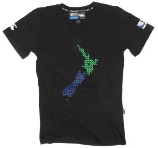 RWC 2011 Women's New Zealand Ball T-Shirt - Black - 8 - Noir Image 1