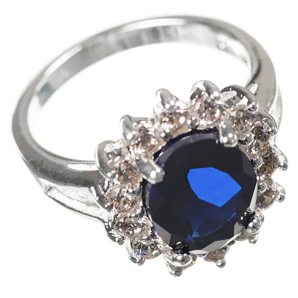 Bague Plaquée Argent et Cœur Saphir style Kate Middleton - J Image 1