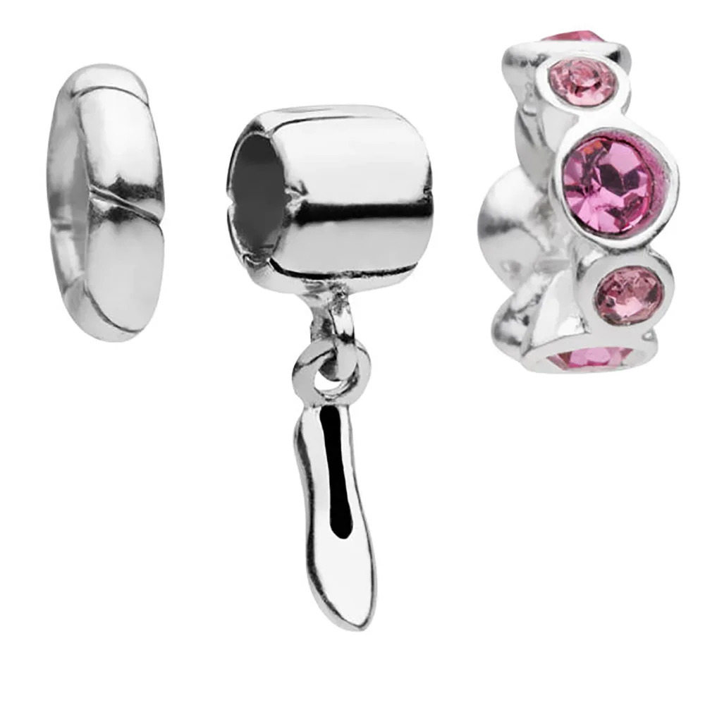 Breloques Escarpin et Cristal Rose Amadora (lot de 3) - Silver Image 1