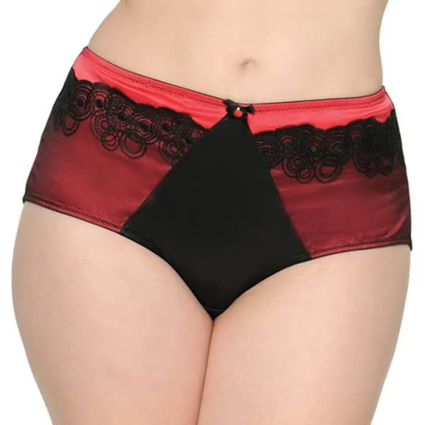 Curvy Kate Tempt Me High Waisted Brief - Black/Scarlet - 8 - Noir Image 1