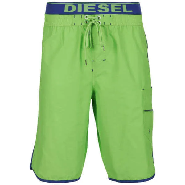 Diesel Men's Sparrow Swimwear Long Shorts - Green - S - Vert Citron Image 1