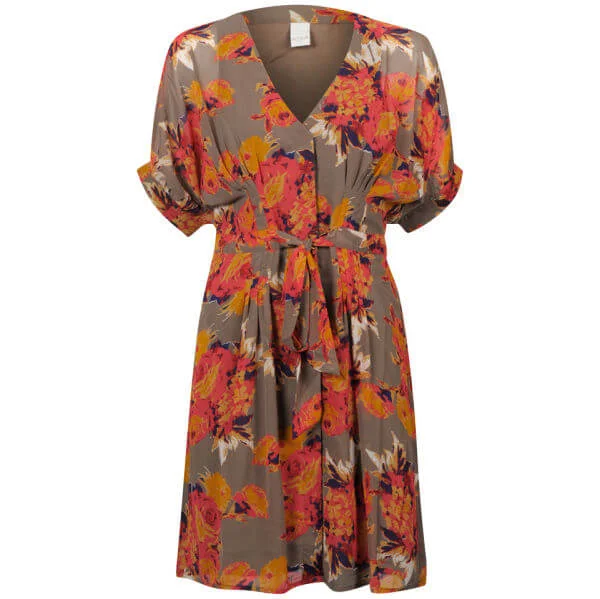 VILA Women's Derika Dress - Orange Floral - XS - Orange Image 1