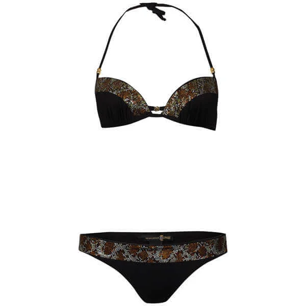 Just Cavalli Women's Leopard Diamante Bikini - Black - 10 - Noir Image 1