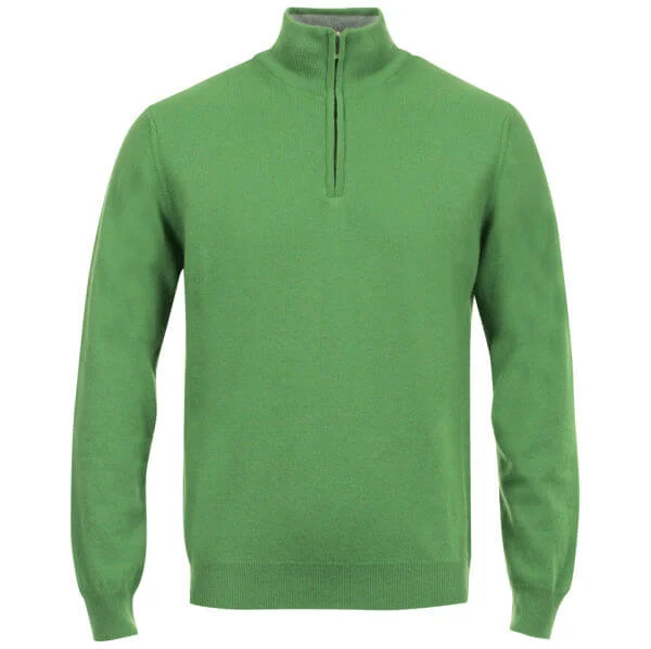 Romeo Gigli Men's Italian Half Zip Cashmere Jumper - Green - M - Vert Citron Image 1