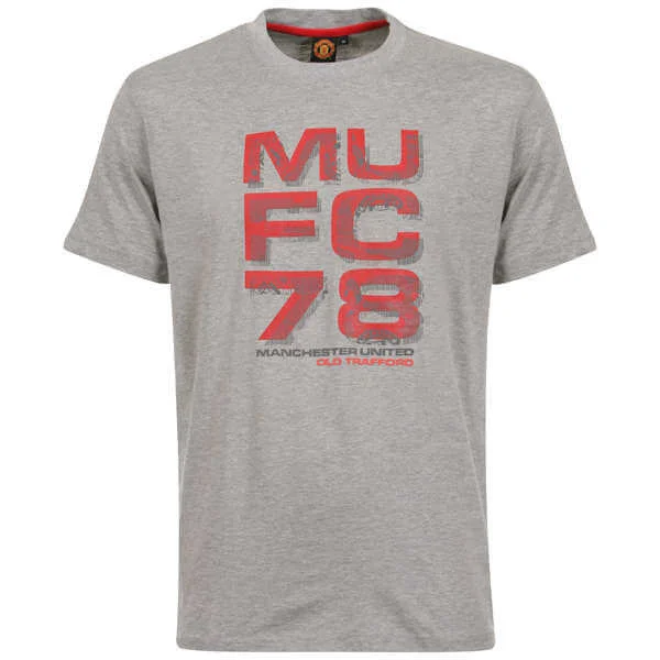 Men's Manchester United Rubber Logo T-Shirt - Grey Marl - S - Gris Chiné Image 1
