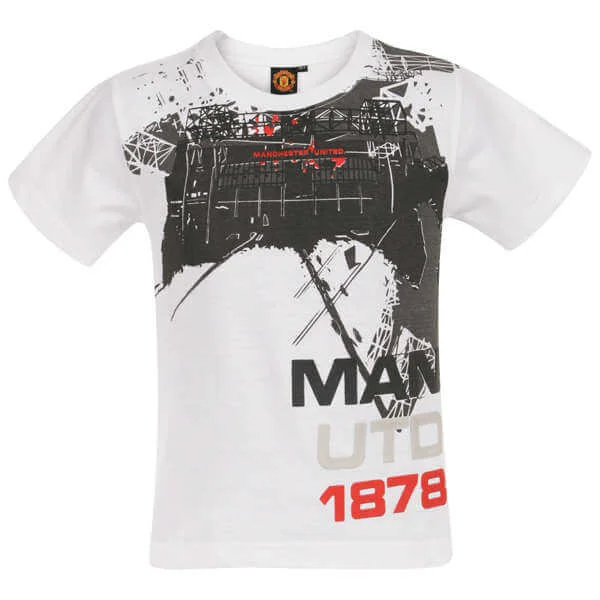 Boys' Man Utd Graphic T-Shirt - White - 7 - Blanc Image 1