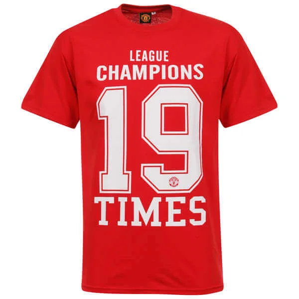 Men's Manchester United 19 Times T-Shirt - Red - S - Rouge Image 1