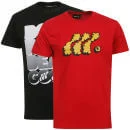 Men's Boxfresh 2-Pack Loupe and LockStep T-Shirt - Ribbon Red/Black - S - Ribbon Red/Black Image 1