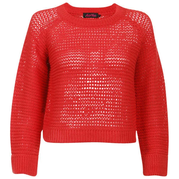 Motel Women's Jasmin Crop Knit - Fire Red - XS - Rouge Image 1