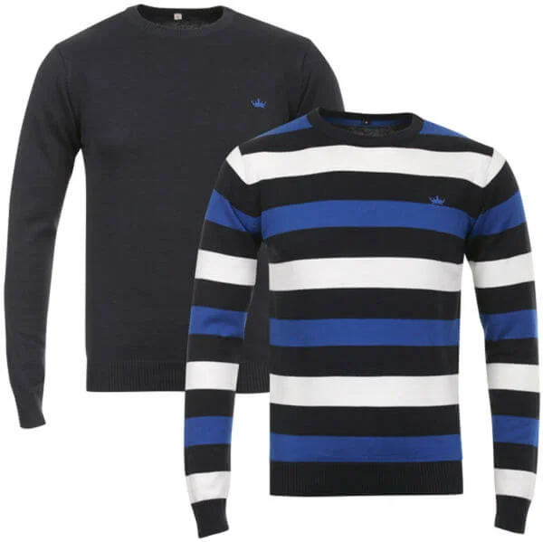 55 Soul Men's 2-Pack Crew Knit - Blue/Multi - S - Blue/Multi Image 1