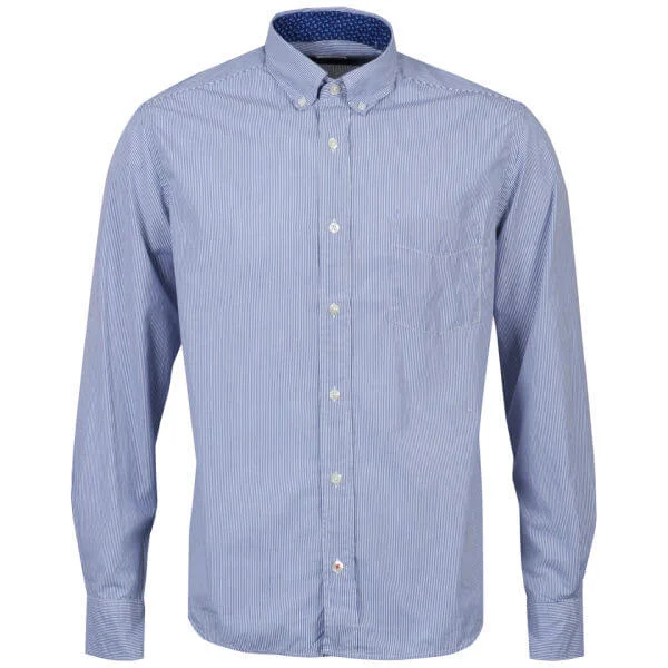 Hartford Men's Button Down Fine Stripe Shirt - Blue Multi - S - Bleu Image 1