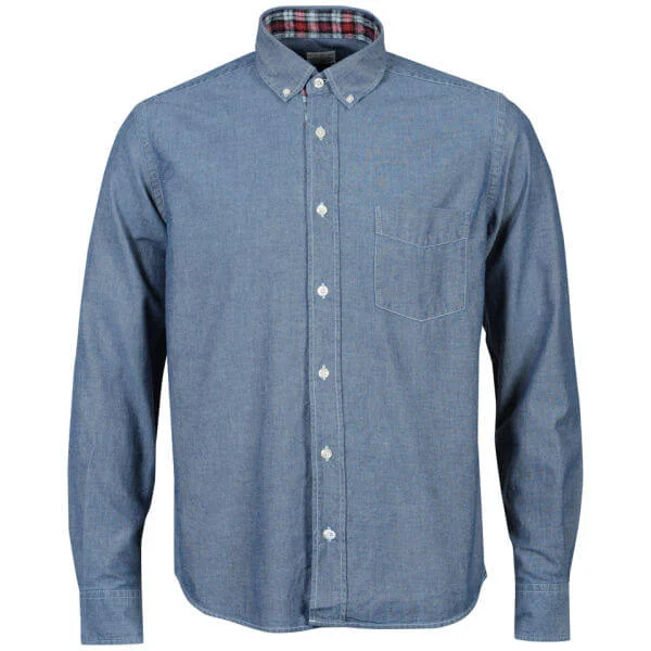 Hartford Men's Check Placket Denim Shirt - Blue - S - Bleu Image 1