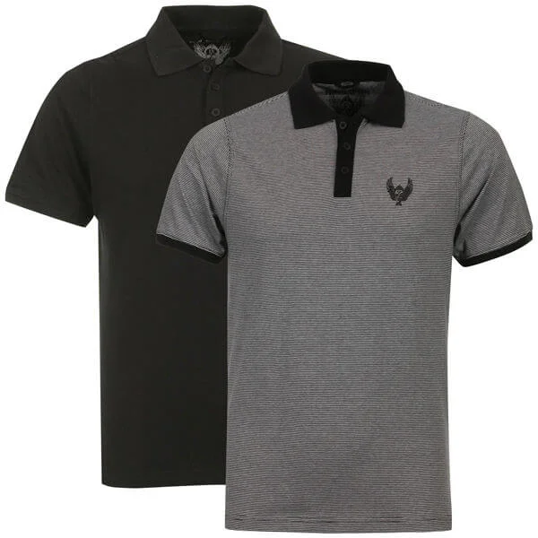 Ringspun Men's 2-Pack Jagger Short Sleeve Polo T-Shirt - Black striped/Black - S - Black Striped/Black Image 1
