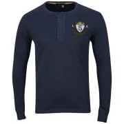 Jack & Jones Men's Vintage Applique Henley Top - Navy - S - Bleu Marine Image 1