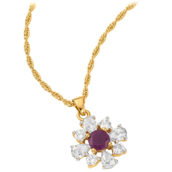 Collier Plaqué Or Pendentif Fleur - One Size Image 1
