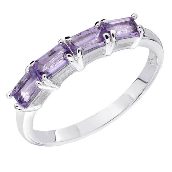 Bague Plaquée Argent et Améthystes - J Image 1