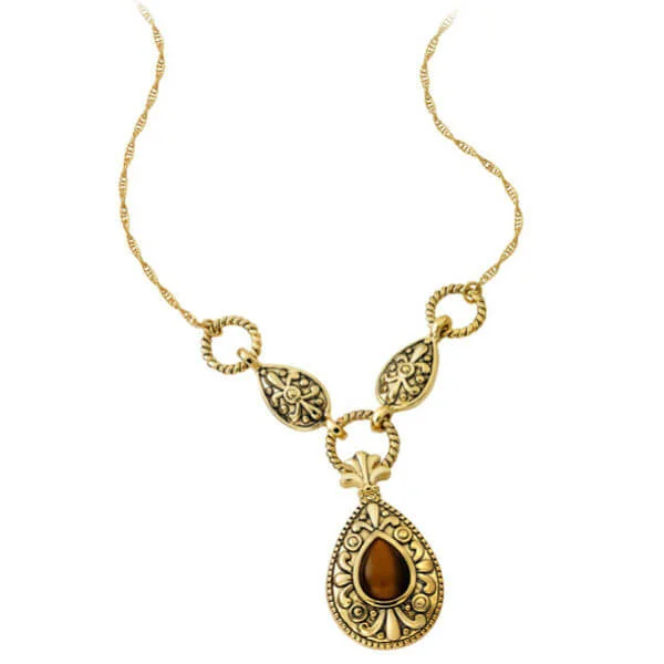 Collier Plaqué Or Pendentif Œil du Tigre - One Size Image 1