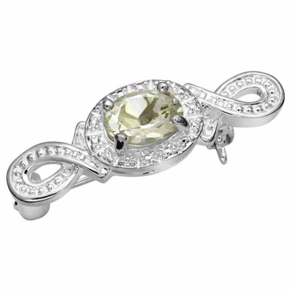 Broche Plaquée Argent et Véritable Améthyste - One Size Image 1