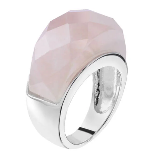 Bague Plaquée Argent et Quartz Rose - J Image 1