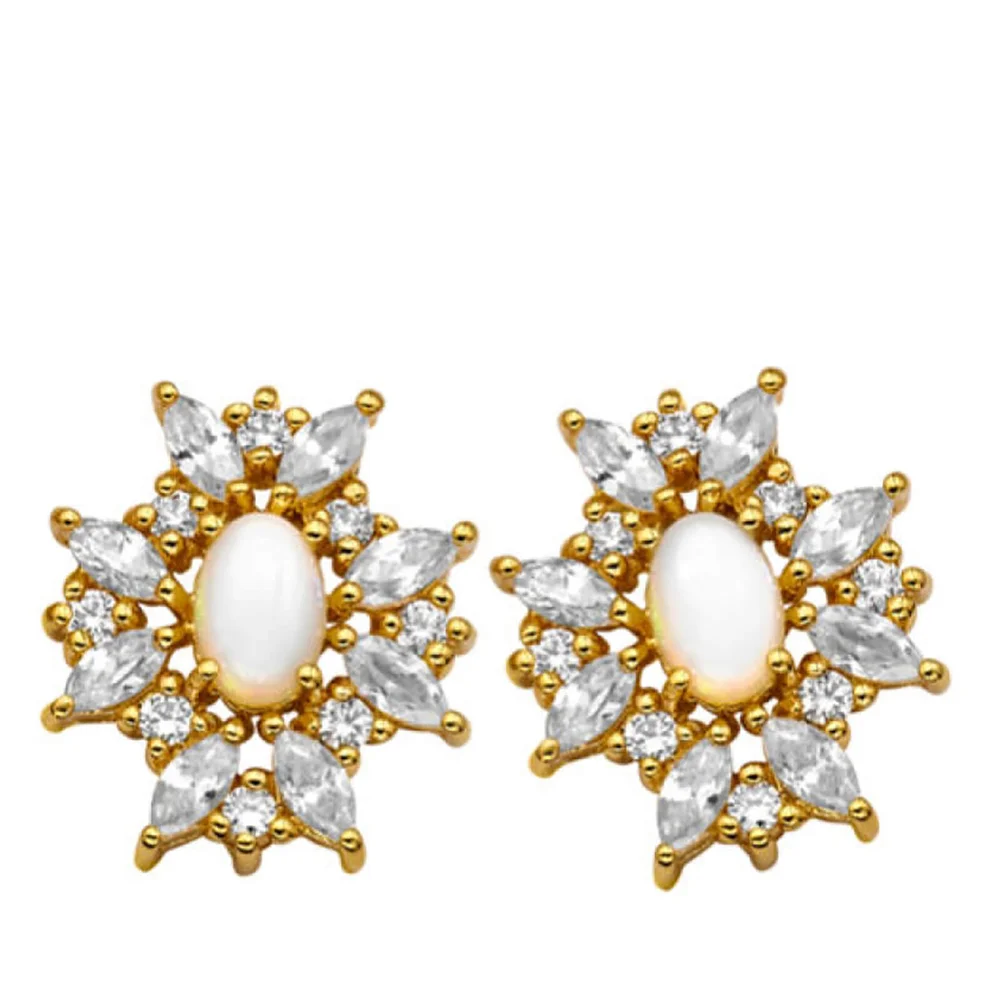 Boucles d'Oreilles Plaquées Or et Opales - One Size Image 1