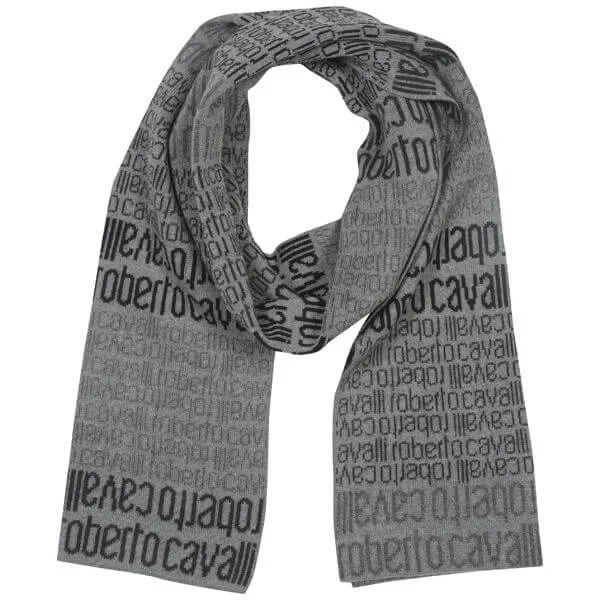Roberto Cavalli Men's Logo Double Sided Wool Scarf Image 1