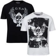 Ringspun Men's Graphic Printed T-Shirt Two pack White/Black Cardshark - S - Noir Image 1