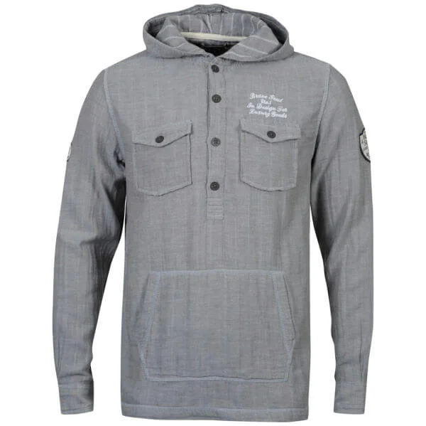 Brave Soul Men's Coleridge Hooded Shirt - Charcoal - S - Charbon Image 1