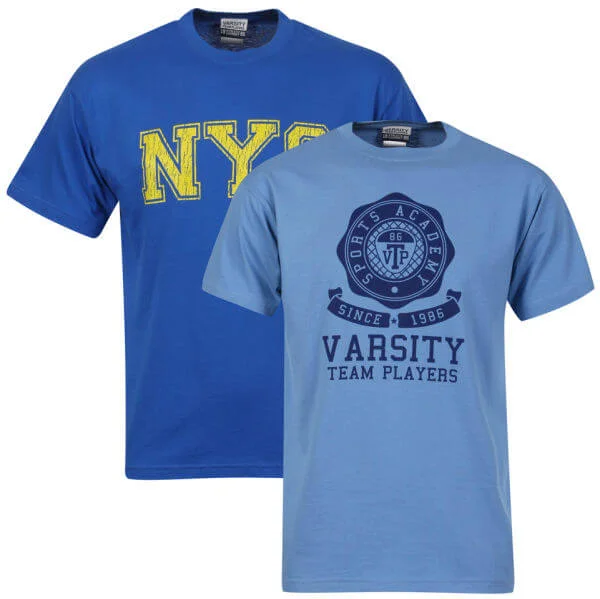 Varsity Team Players Men's 2-Pack T-Shirt - Light Blue Sophomore/Bright Blue NYC - S - Blue/Blue Image 1