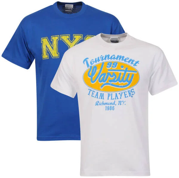 Varsity Team Players Men's 2-Pack T-Shirt - White Richmond/Bright Blue NYC - S - Blanc/Bleu Image 1