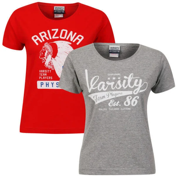 Varsity Team Players Women's 2-Pack T-Shirt - Grey Swoosh/Red Arizona - S - Gris/Rouge Image 1