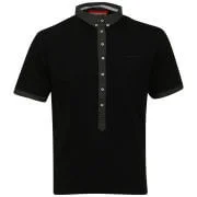 Brave Soul Men's Desha Polo with Contrast Placket - Black - S - Noir Image 1
