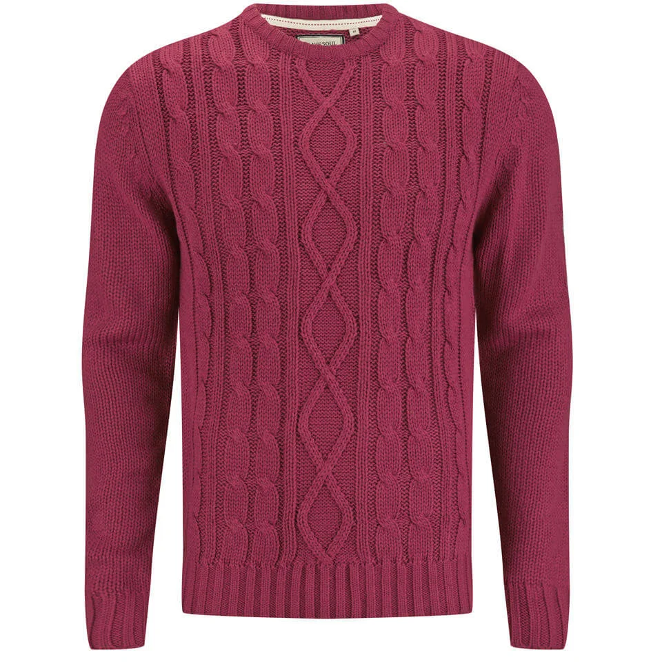 Brave Soul Men's Ludwig Cable Knitted Jumper - Red - S - Rouge Image 1