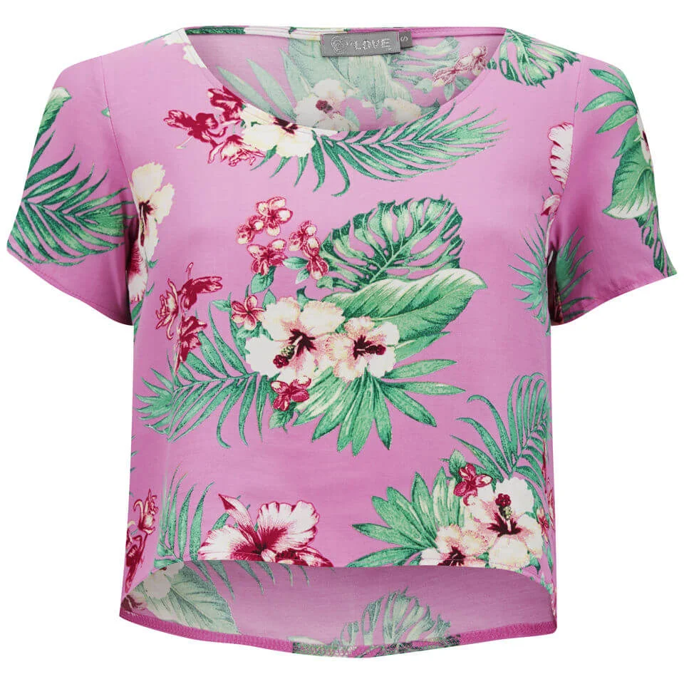 Haut Crop Top LOVE floral -Rose - XS - Rose Image 1