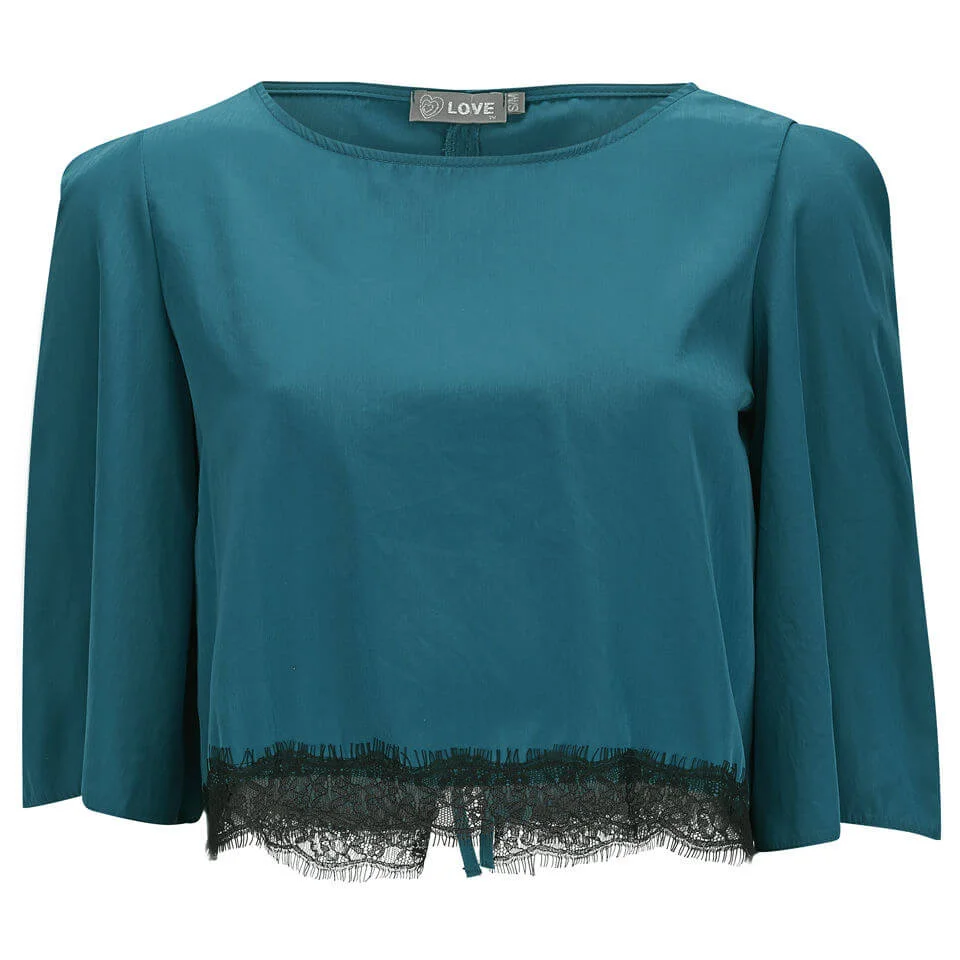 Haut Crop Top LOVE -Bleu Canard - M-L Image 1