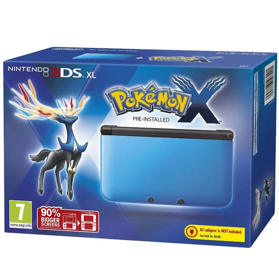 Nintendo 3DS XL Bleu et Noir avec Pokémon X Pré-installé Image 1