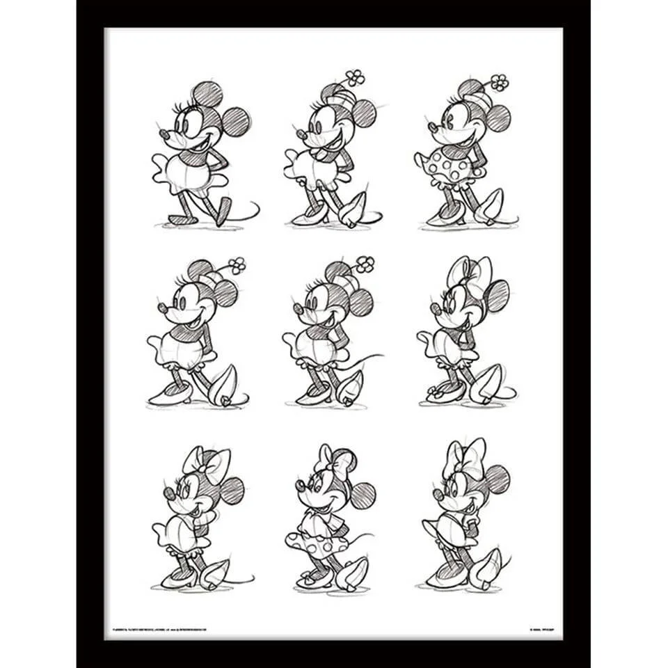 Affiche Encadrée Croquis de Minnie Mouse - 30 cm x 40 cm Image 1