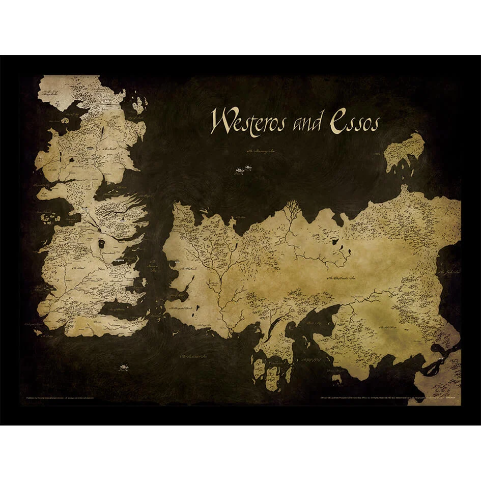 Affiche Encadrée Carte Antique Westeros et Essos Game of Thrones Image 1