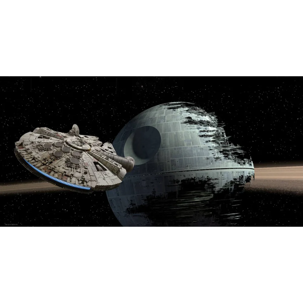 Affiche en Verre Star Wars Millenium Falcon vs. Étoile de la Mort (50 x 25cm) Image 1