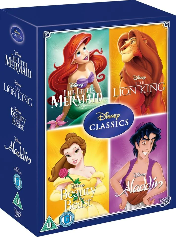 Disney Classics Timeless Classics 4 DVD Set 3 Little Mermaid, Beauty & The Beast, Aladdin, Lion King Image 1