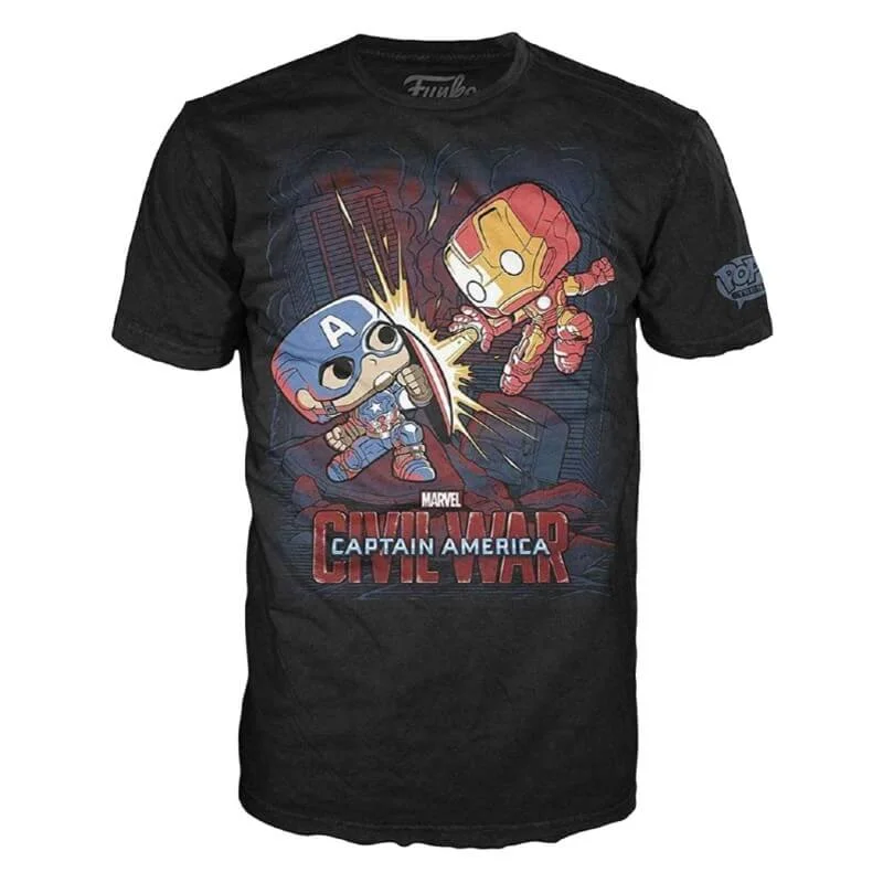 Marvel Civil War Fight Pop! T-Shirt - Noir - M - Noir Image 1