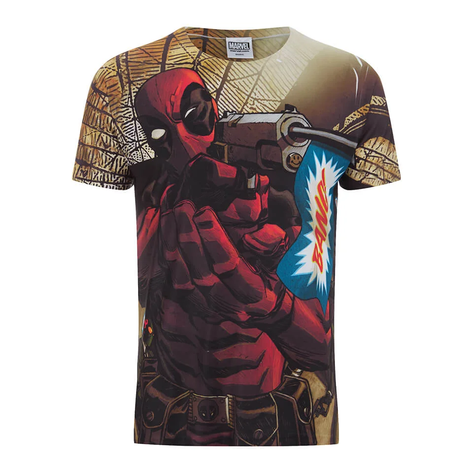 T-Shirt pour Homme -Marvel- Deadpool "Bang" - S - Blanc Image 1