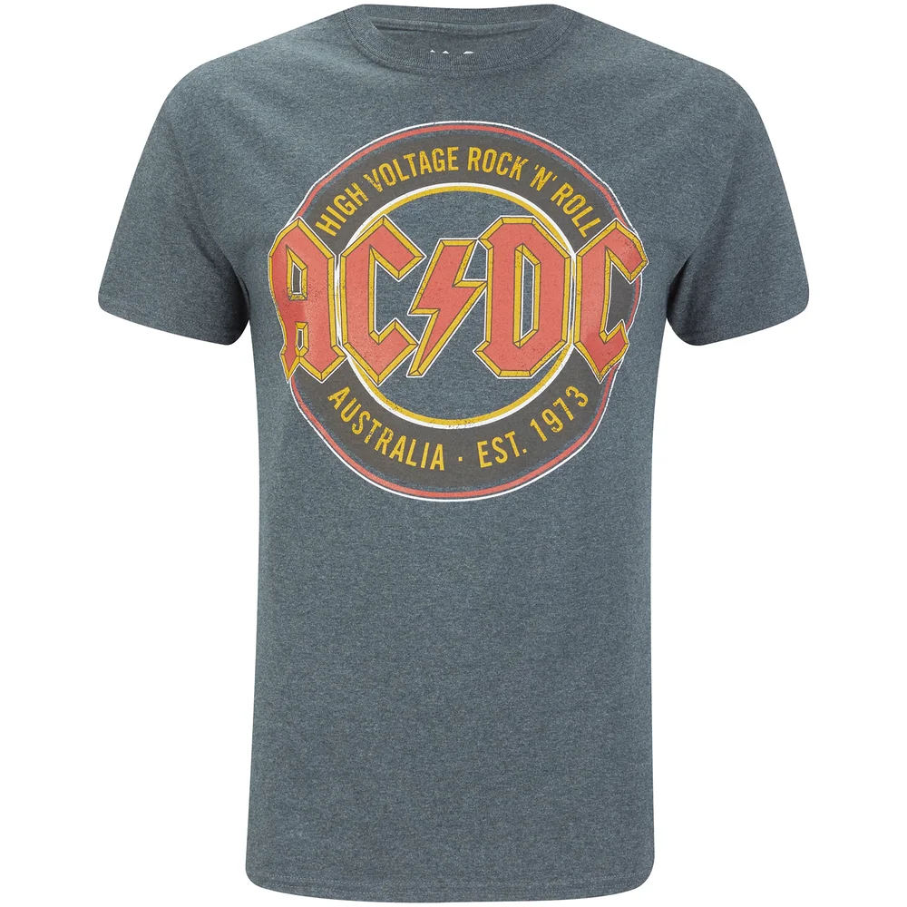 T-Shirt Homme AC/DC Est 73 - Foncé et Chiné - S - Gris Image 1
