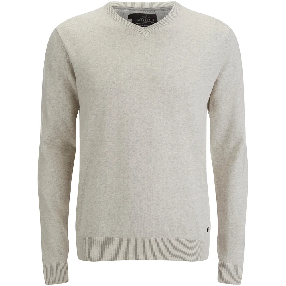 Pull V Threadbare pour Homme Bleak -Gris Moucheté - S - Pierre Image 1