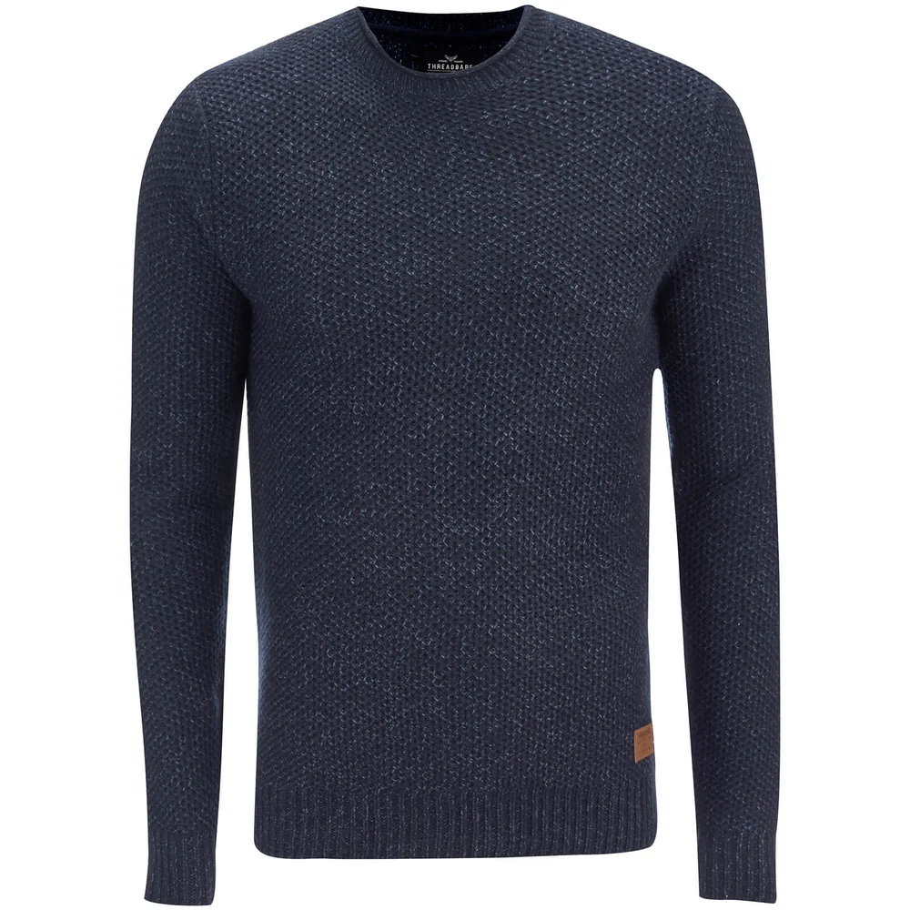 Pull Threadbare pour Homme Potter Twist Yarn Fisherman -Marine/Denim - S - Navy Image 1