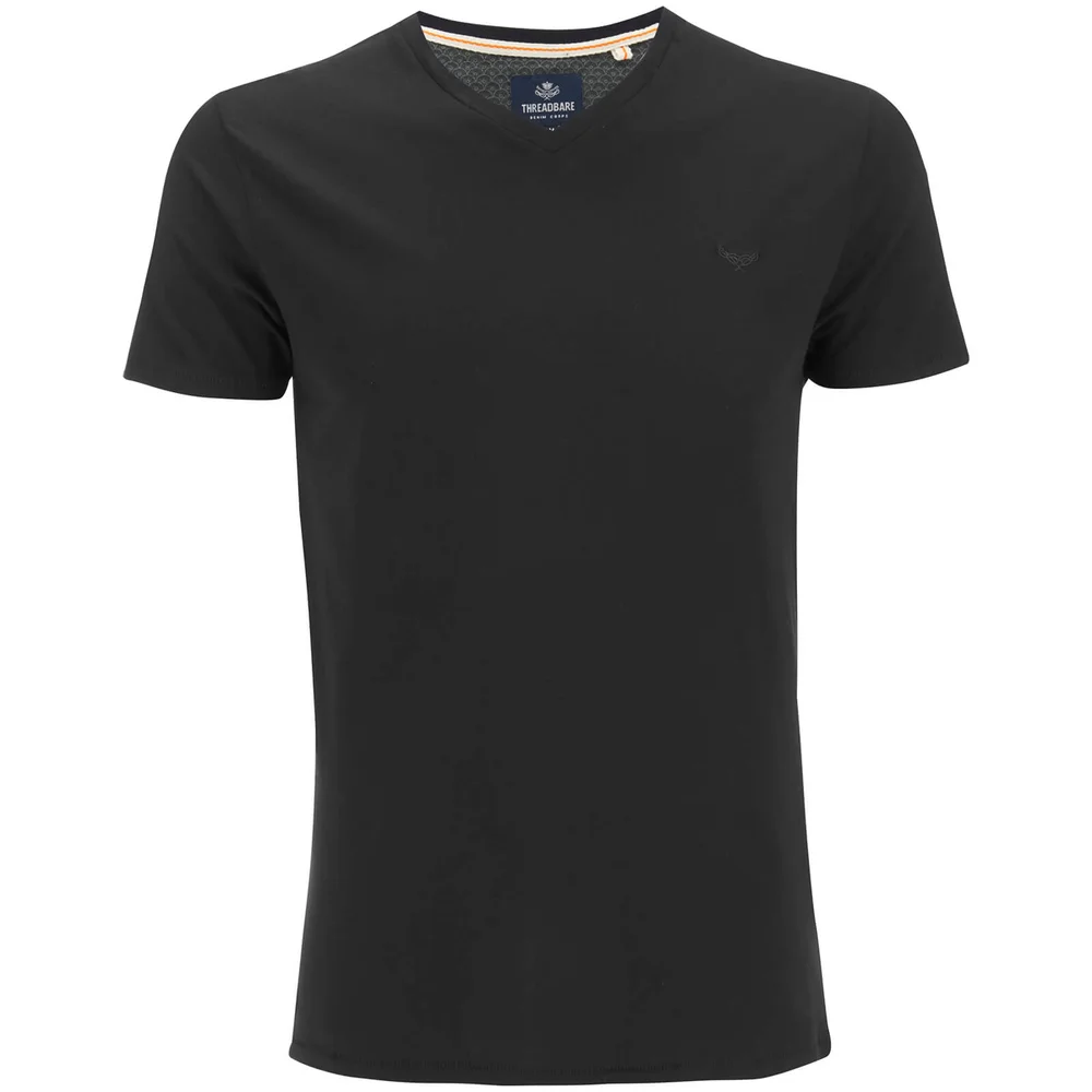 T -Shirt V Threadbare pour Homme Charlie -Noir - S - Noir Image 1
