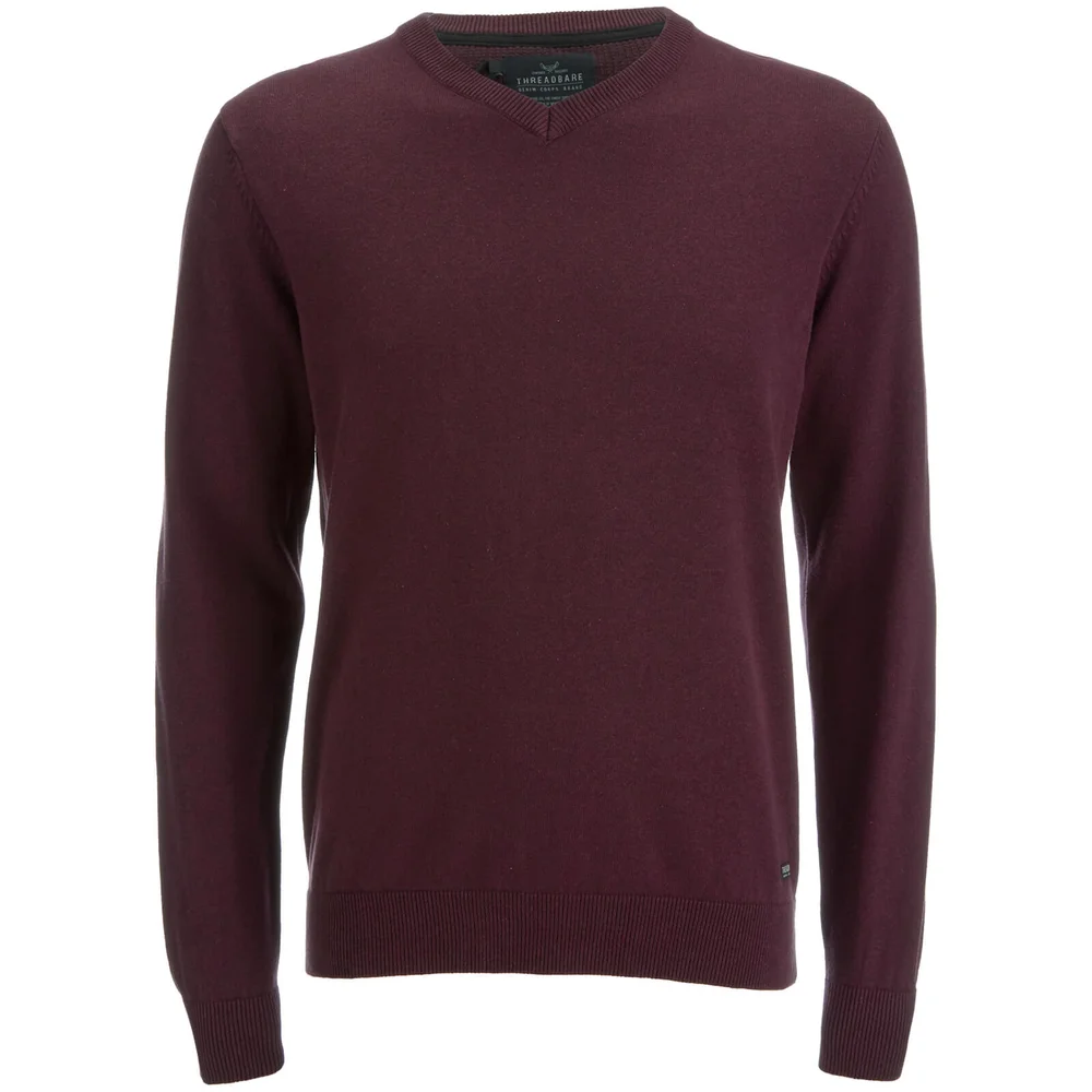 Pull V Threadbare pour Homme Bleak -Grenat - S - Burgundy Image 1
