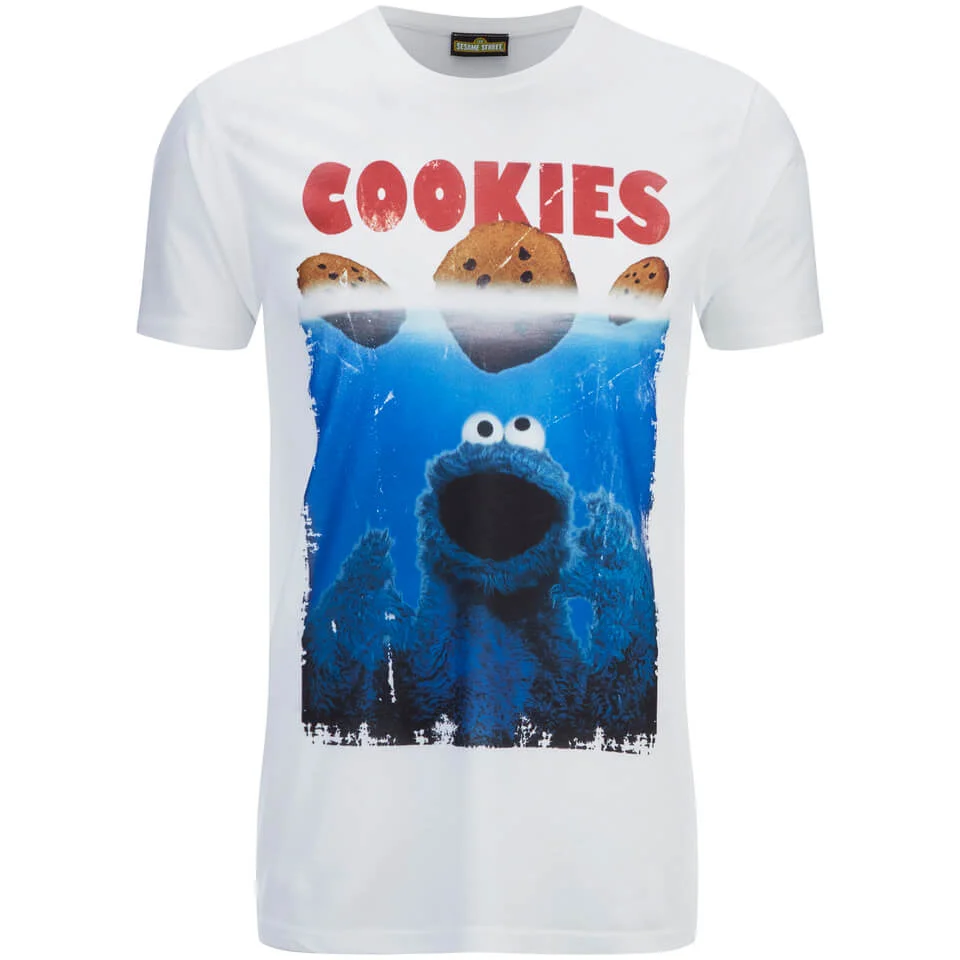 T-Shirt Homme Cookie Monster (Macaron le Glouton) Requin - Blanc - S - Blanc Image 1