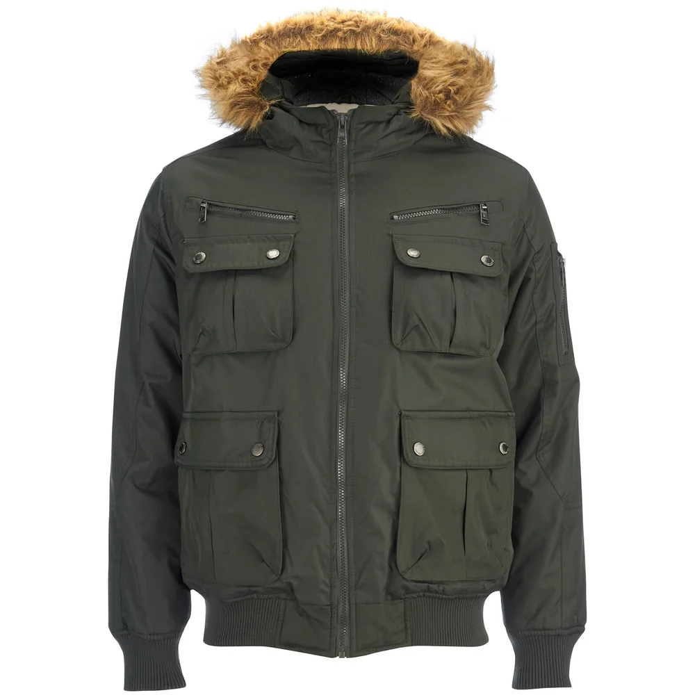 Blouson Bomber Brave Soul pour Homme Knight Fausse Fourrure - Olive - S - Vert Citron Image 1