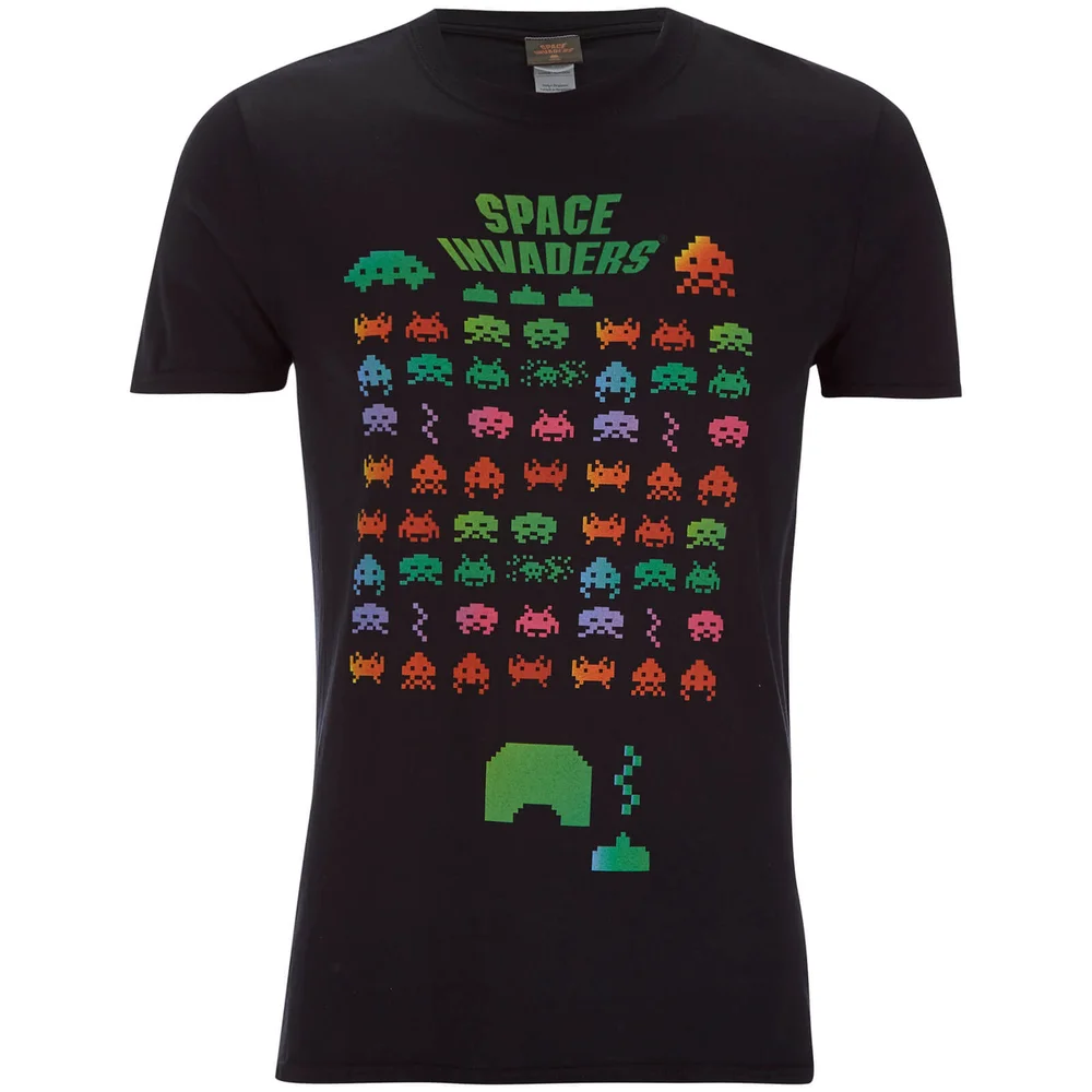 T-Shirt Homme Atari Space InVadors Rainbow Arcade Game - Noir - S - Noir Image 1
