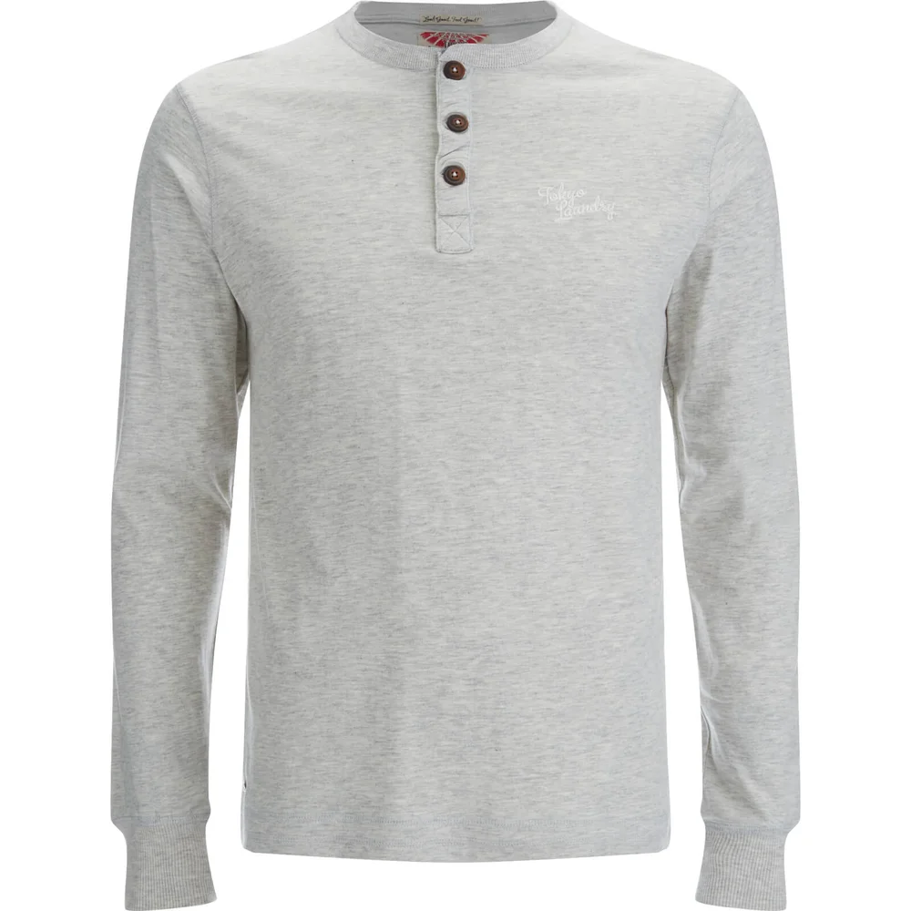 Haut Tokyo Laundry pour Homme Timber Henley -Gris Chiné - S - Crème Image 1
